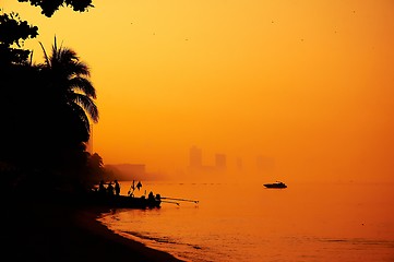 Image showing Sunset on the beach.