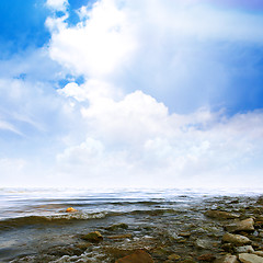 Image showing sea beach and glow summer sky