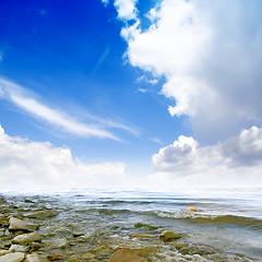 Image showing sea beach and glow summer sky