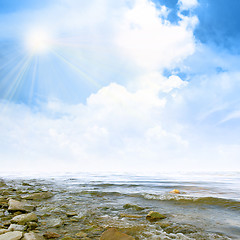 Image showing sea beach and glow summer sky