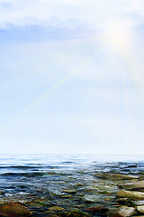 Image showing sea beach and glow summer sky