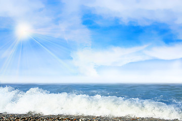 Image showing sea beach and glow summer sky