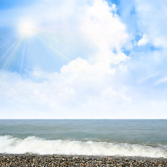 Image showing sea beach and glow summer sky