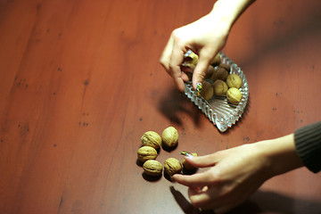 Image showing ripe nut on table