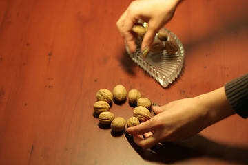 Image showing ripe nut on table