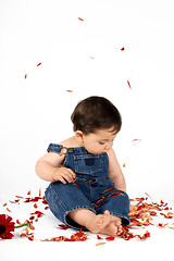 Image showing Child Among Flower Petals