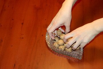 Image showing ripe nut on table