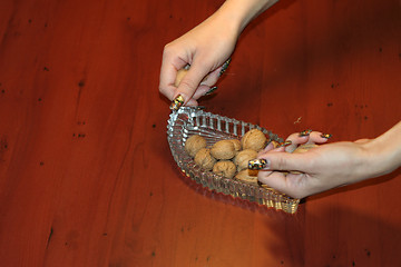 Image showing ripe nut on table