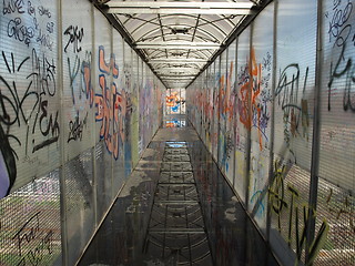 Image showing Footbridge with graffiti