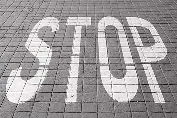 Image showing Stop Painted on Road