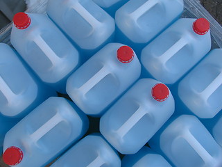 Image showing Containers with blue liquid