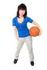 Image showing Asian woman with basketball ball