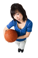 Image showing Asian woman playing with ball