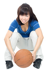 Image showing Asian woman playing with ball