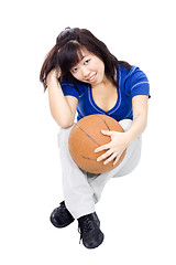 Image showing Asian woman playing with ball