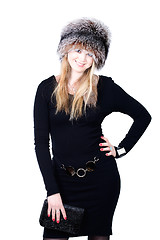 Image showing Blond Russian woman in fur hat 