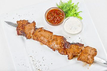 Image showing Grilled pork kebab 