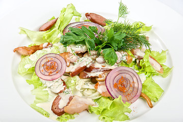 Image showing  salad dish with sausage