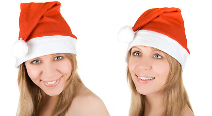 Image showing Two Happy pretty santa