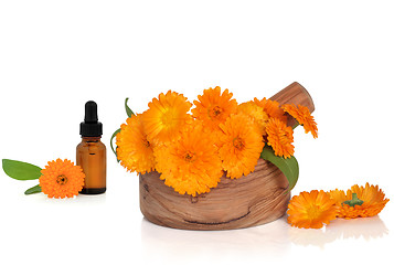 Image showing Marigold Flowers and Essence