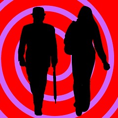 Image showing Couple over spiral background