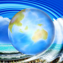 Image showing abstract scene with planet and sea beach