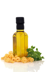 Image showing Pasta, Basil and Olive Oil