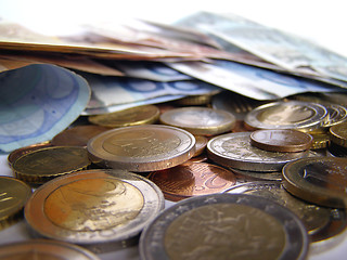 Image showing Euro coins and notes