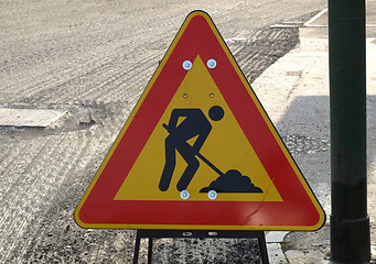 Image showing Road works sign