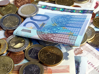 Image showing Euro coins and notes