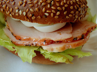 Image showing Ham and eggs sandwich