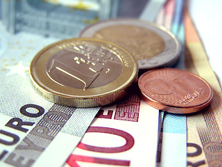 Image showing Euro coins and notes