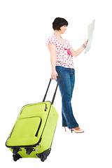 Image showing traveler with suitcase and map