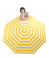 Image showing Woman with huge umbrella