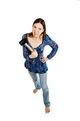 Image showing Aggressive woman holding hammer
