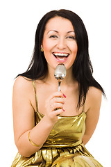 Image showing laughing woman with spoon 