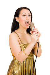 Image showing Young woman sing