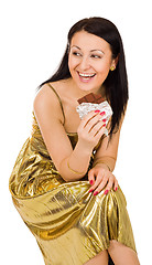 Image showing woman eat chocolate