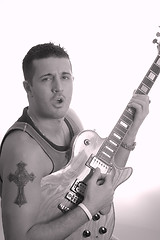 Image showing guitarist black & white 2495