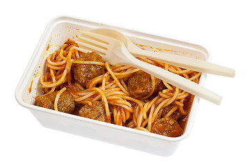 Image showing Takeaway meatball spaghetti