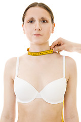 Image showing Measuring woman's neck length