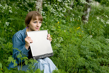 Image showing Girl and  laptop