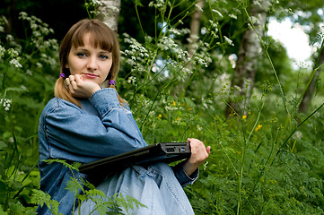 Image showing Girl and  laptop