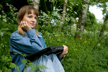 Image showing Girl and  laptop