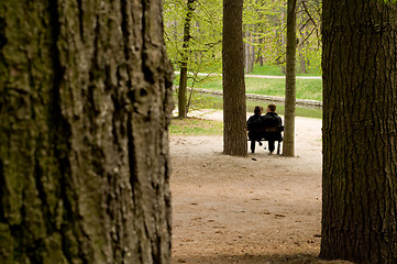 Image showing Loving couple on a bench