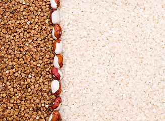 Image showing Buckwheat and rice background