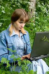 Image showing Girl and  laptop