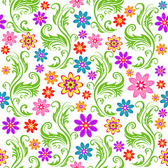 Image showing Floral seamless white background