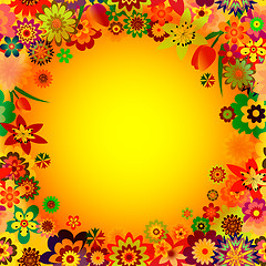 Image showing Abstract floral spring orange frame