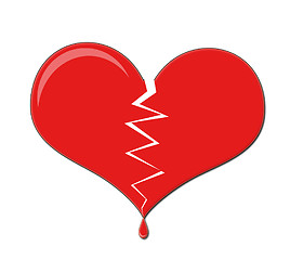 Image showing Broken Love Heart Dripping Blood